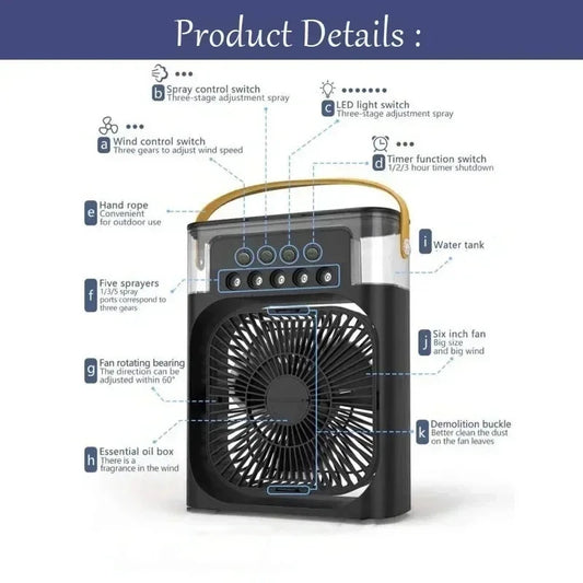 Air Cooler 3-in-1 Portable Fan Humidifier with LED Night Light No BrandLK
