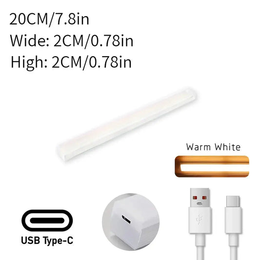 1pc Rechargeable LED Motion Sensor Cabinet Light - Ideal for Closet, Kitchen, Wardrobe, Stairs - Battery Operated Night 