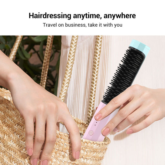 Straightening Comb Rechargeable Hair Wireless Straightener Curler 