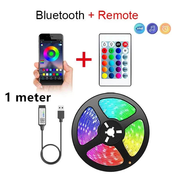 Bluetooth LED Strip Lights Smart SMD 5050 APP Remote Control Flexible Ribbon Diode Lamp Tape TV Backlights Game Room Home Decor 