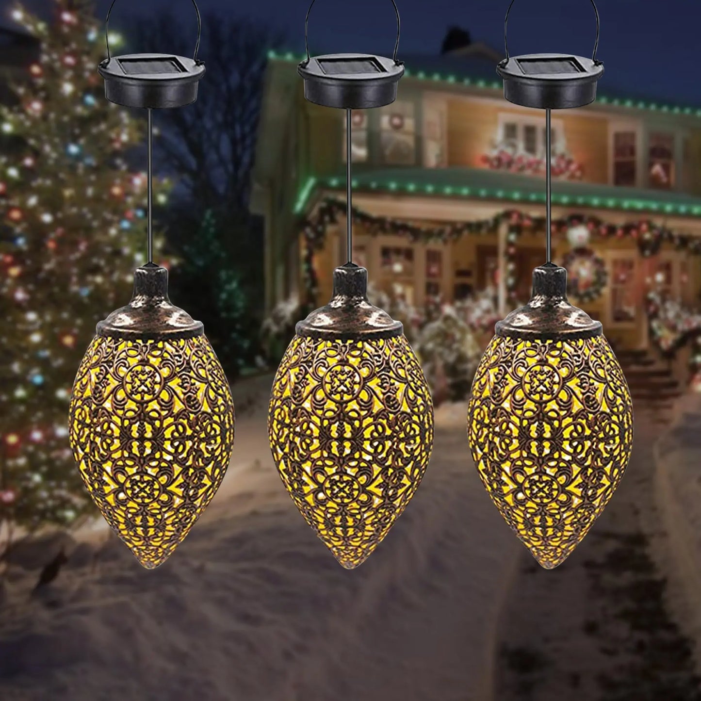 Solar Light LED Lantern Garland Waterproof Hanging Outdoor Fairy Light 