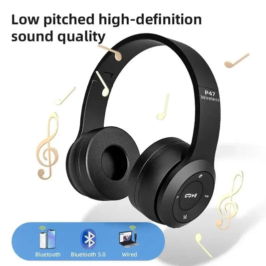 Stereo P47 Headset 5.0 Bluetooth Headset Folding Series Wireless Sports Game Headset for iPhone XiaoMi No BrandLK
