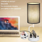 Table Lamp with 3 USB Charging Ports, Modern Desk Lamp with AC Outlet 
