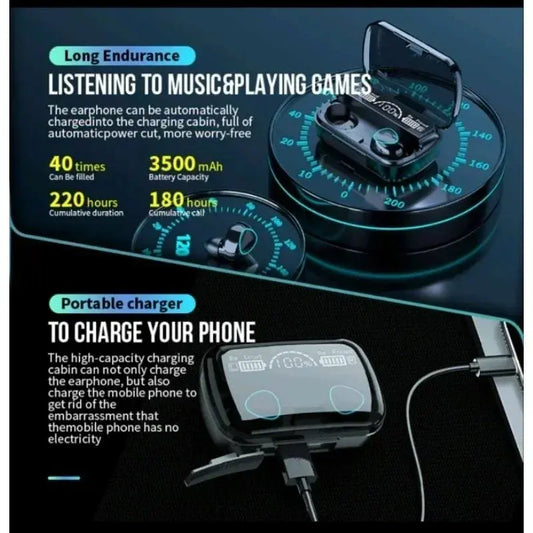 NEW M10 TWS Wireless Headphones Earphones 2500mAh Charging Box Bluetooth-compatible Stereo Waterproof Headsets With Microphone No BrandLK