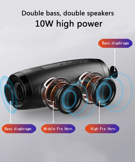 Wireless Portable Bluetooth Stereo Speaker with LED Light 