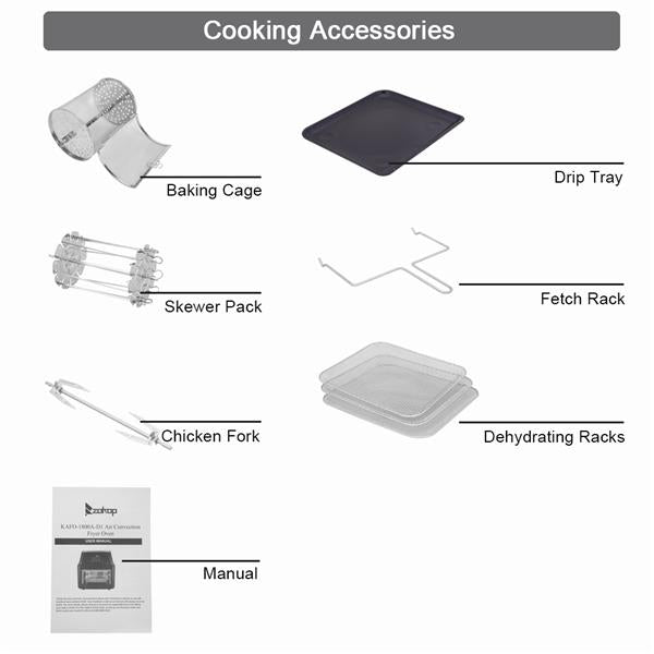 1800W ZOKOP KAFO-1800A-D1 120V 16 L Air Fryer 