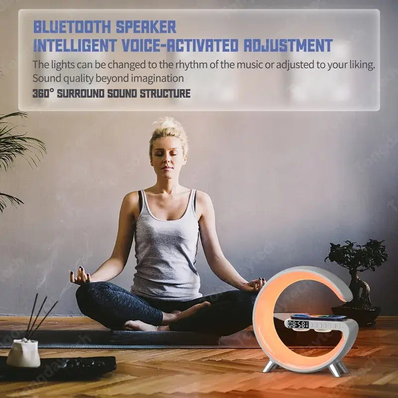 Multifunctional Wireless Charger Alarm Clock Speaker APP Control 