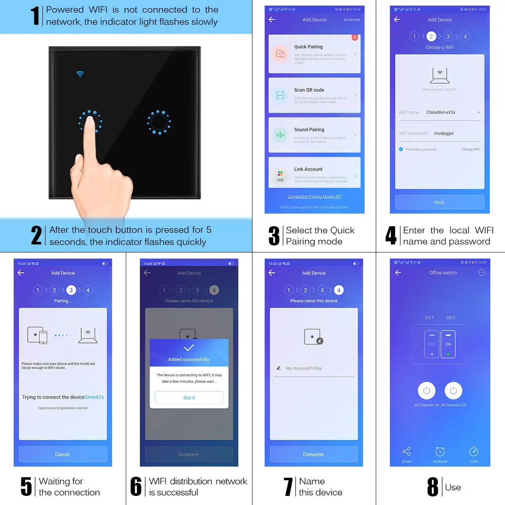 86 Type Smart Home Touch Switch EU Standard 