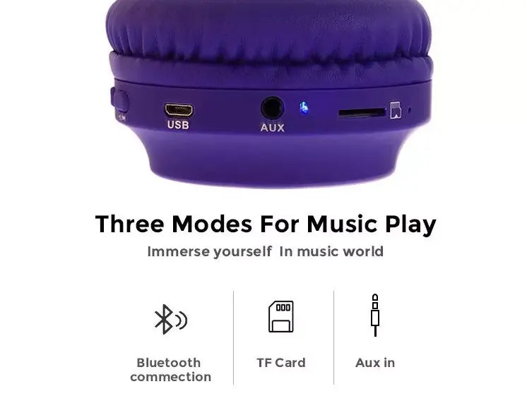 Foldable Super bass cat ear bluetooth wireless headphones 