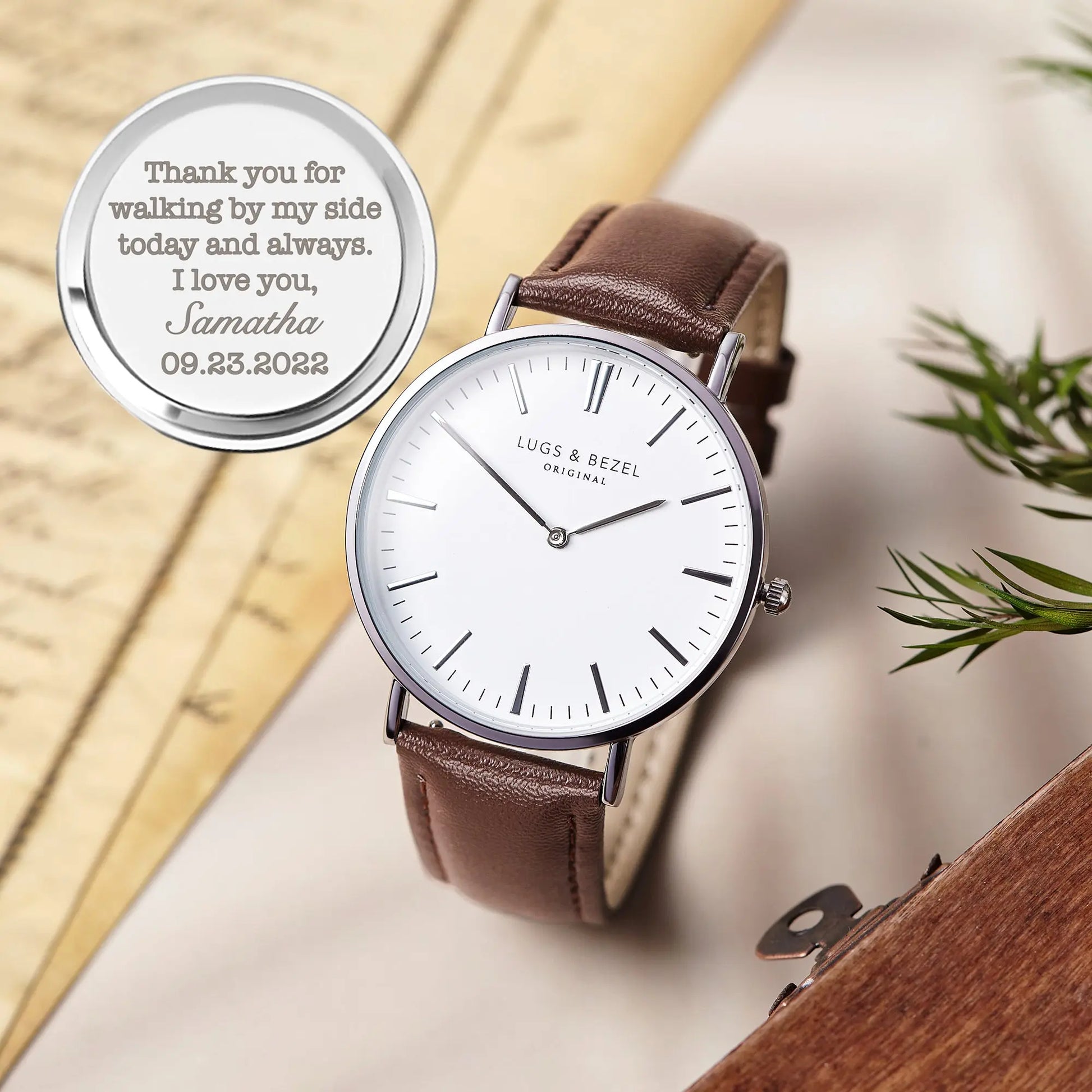 Personalized Mens Watch, Engraved Watch Gift for Boyfriend Husband 