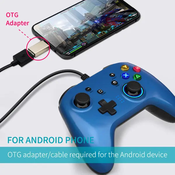 Wired Gaming Controller Joystick Gamepad with Dual-Vibration 