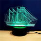 3D Colorful Sailboat Model Lamp 