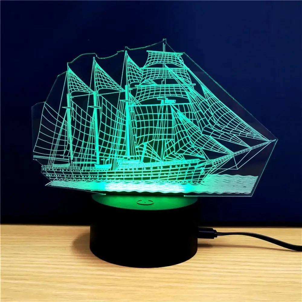 3D Colorful Sailboat Model Lamp 
