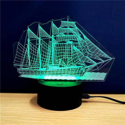 3D Colorful Sailboat Model Lamp 