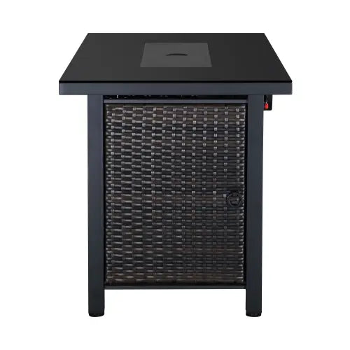 Rattan Propane Outdoor Fire Pit Table with Lid 