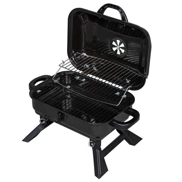 Portable Charcoal Grill BBQ and Smoker with Lid Folding Tabletop Grill 