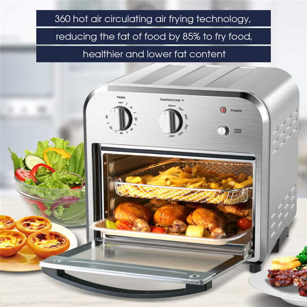 Silver Air Fryer Oven 4 Slice Toaster Airfryer Countertop Oven 