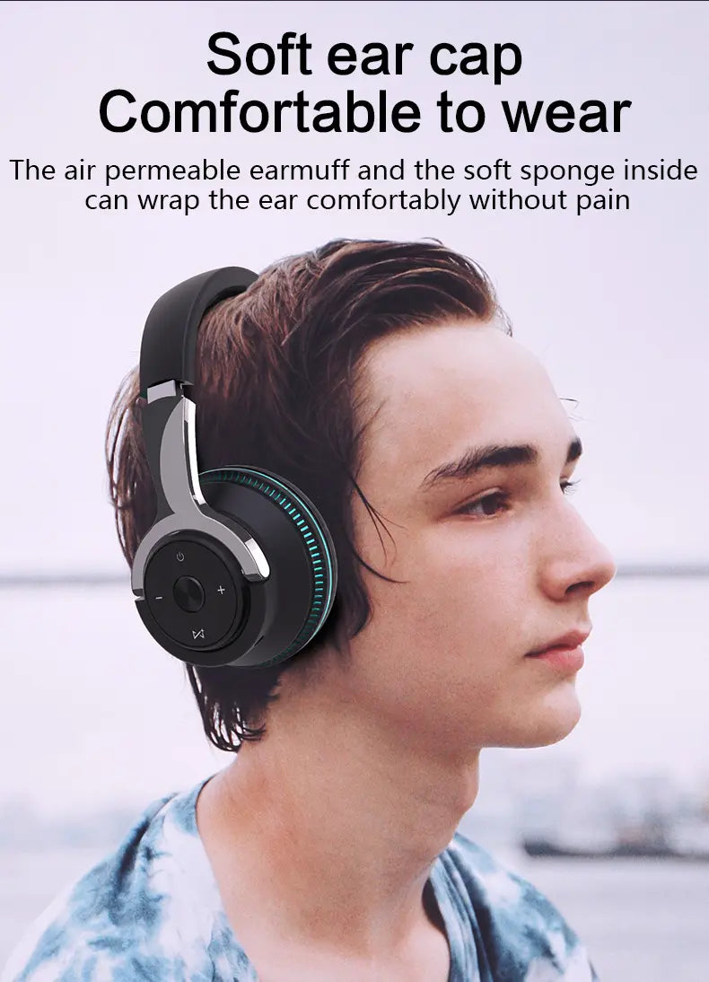 Colorful LED Lights Bluetooth Headphone Bass Wireless Earphones 