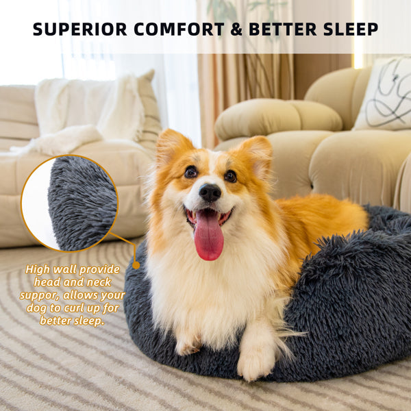 Pet Beds for Cats Dog Bed Washable Anti Anxiety Fluffy Dog Bed 