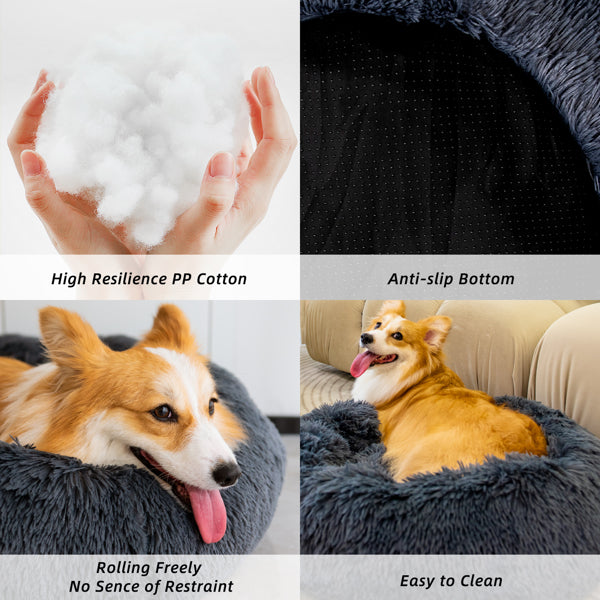 Pet Beds for Cats Dog Bed Washable Anti Anxiety Fluffy Dog Bed 