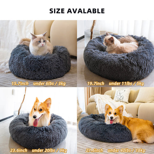 Pet Beds for Cats Dog Bed Washable Anti Anxiety Fluffy Dog Bed 