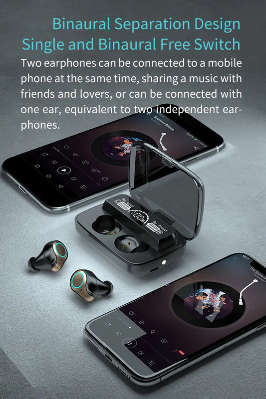 Large Capacity Wireless Earbuds Sports Bluetooth TWS Headset 