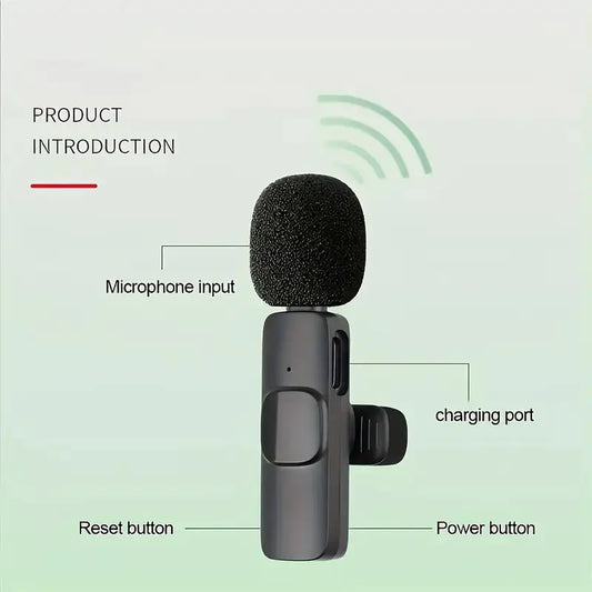 Wireless Lavalier Microphone – Clip-On Mic with Noise Reduction 