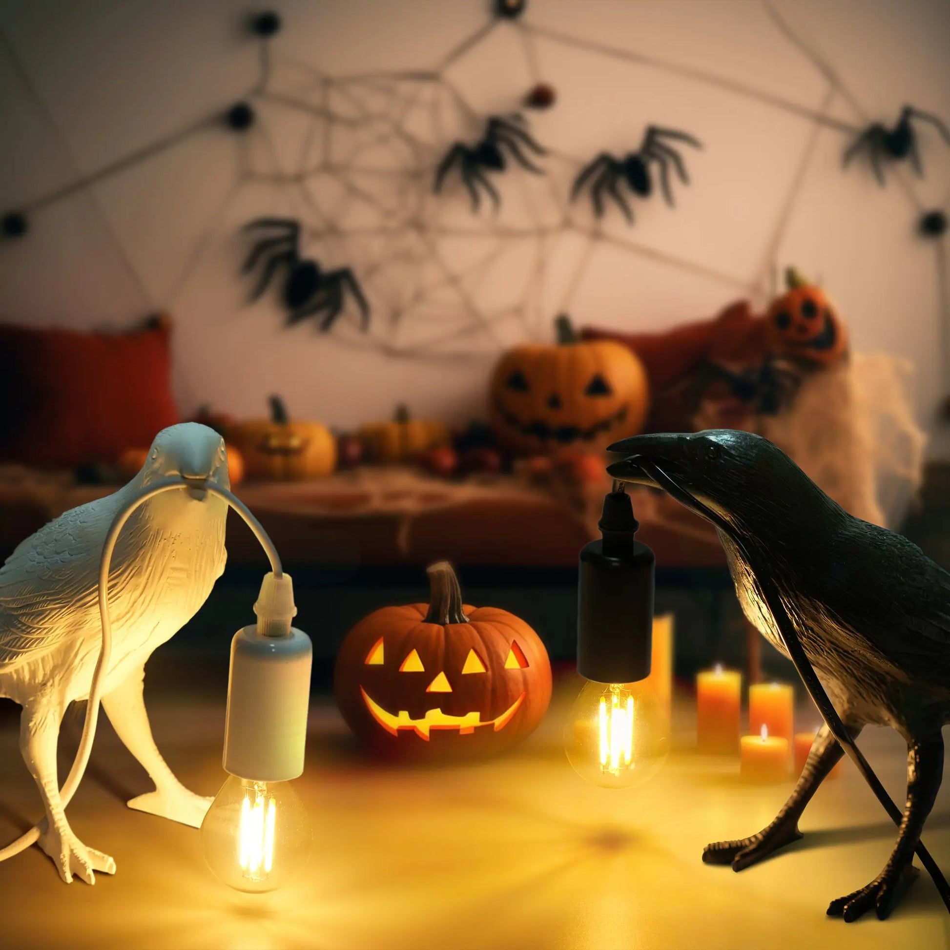 Raven Desk Lamp Halloween Decoration Crow Light for Halloween Decor 