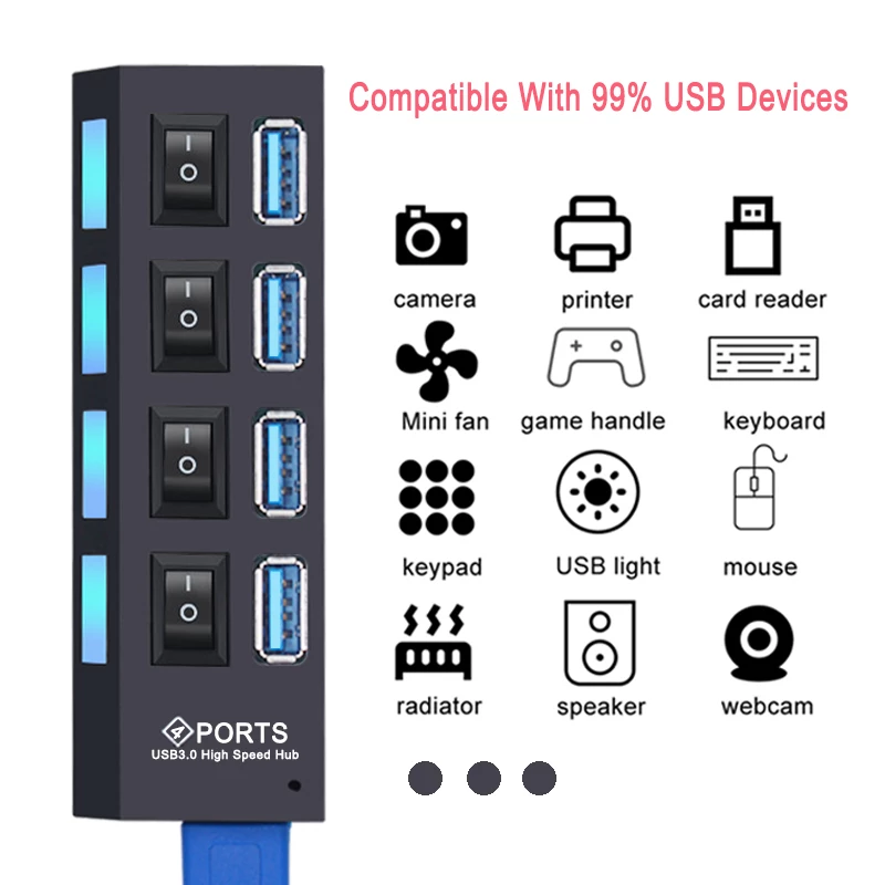USB 3.0 Hub USB Hub 3.0 Multi USB Splitter 4/7 Port Multiple Expander 