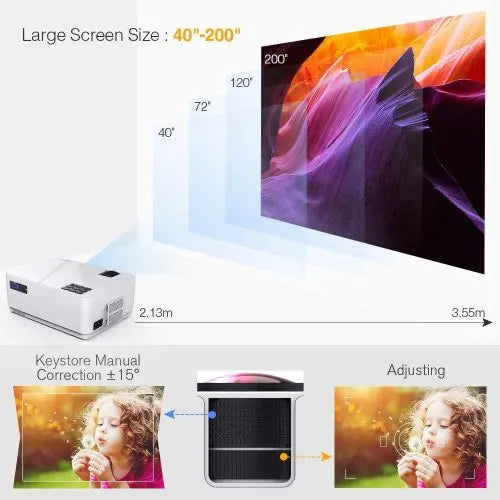 LCD Video Projector with Carrying Case HD Projector Mini Projector 