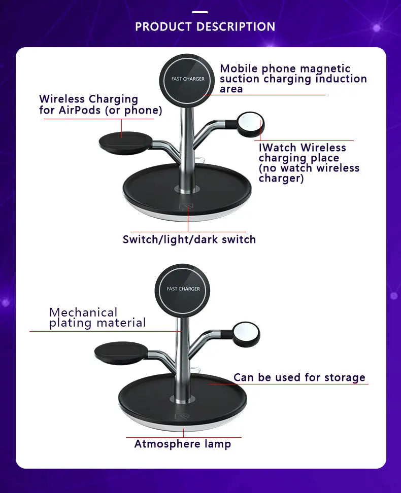 Universal Wireless Charging Stand for Iphone Apple Watch Airpods 