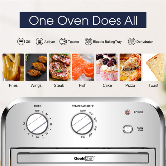 Silver Air Fryer Oven 4 Slice Toaster Airfryer Countertop Oven 