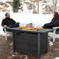 Rattan Propane Outdoor Fire Pit Table with Lid 