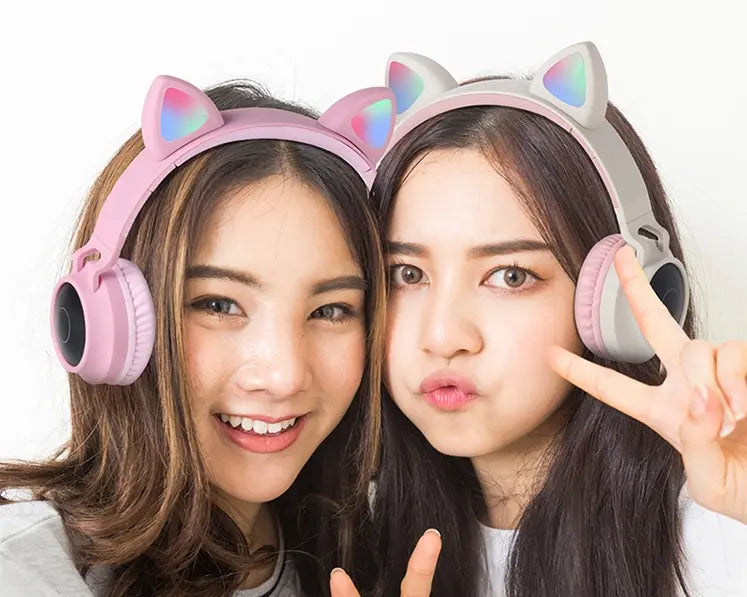 Foldable Super bass cat ear bluetooth wireless headphones 