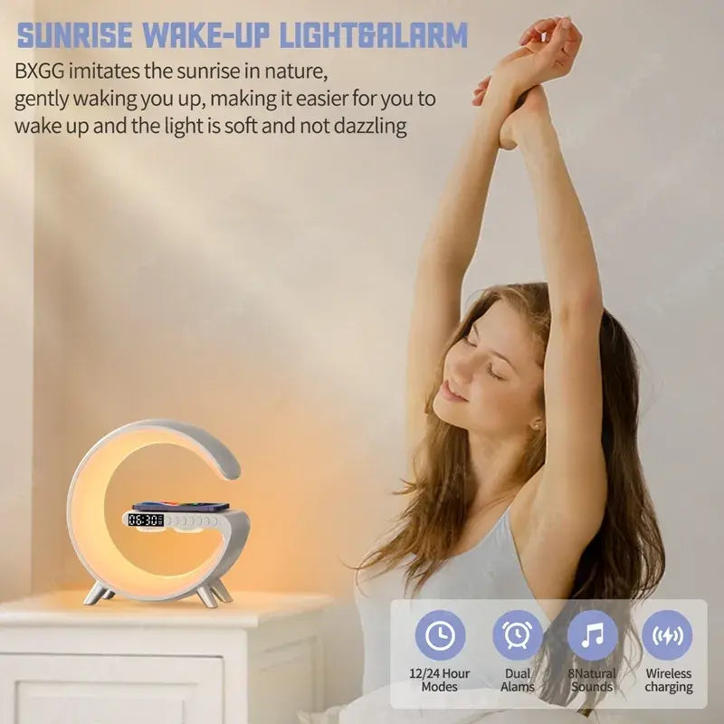 Multifunctional Wireless Charger Alarm Clock Speaker APP Control 