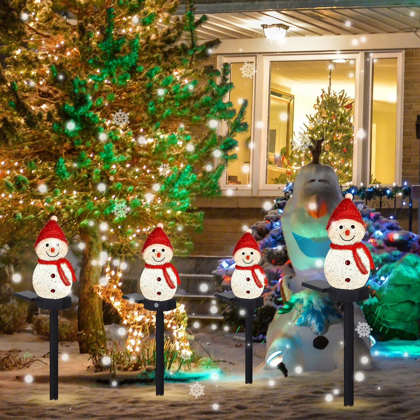 Solar Outdoor Decor Light Christmas Snowman Decoration Stake light 