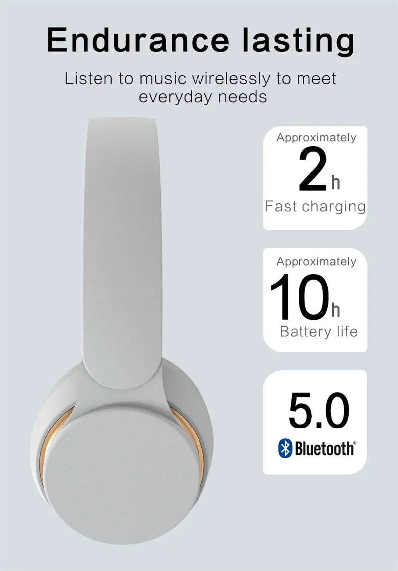 Ultra Long Battery Life Bluetooth 5.0 Wireless Stereo Headphones 