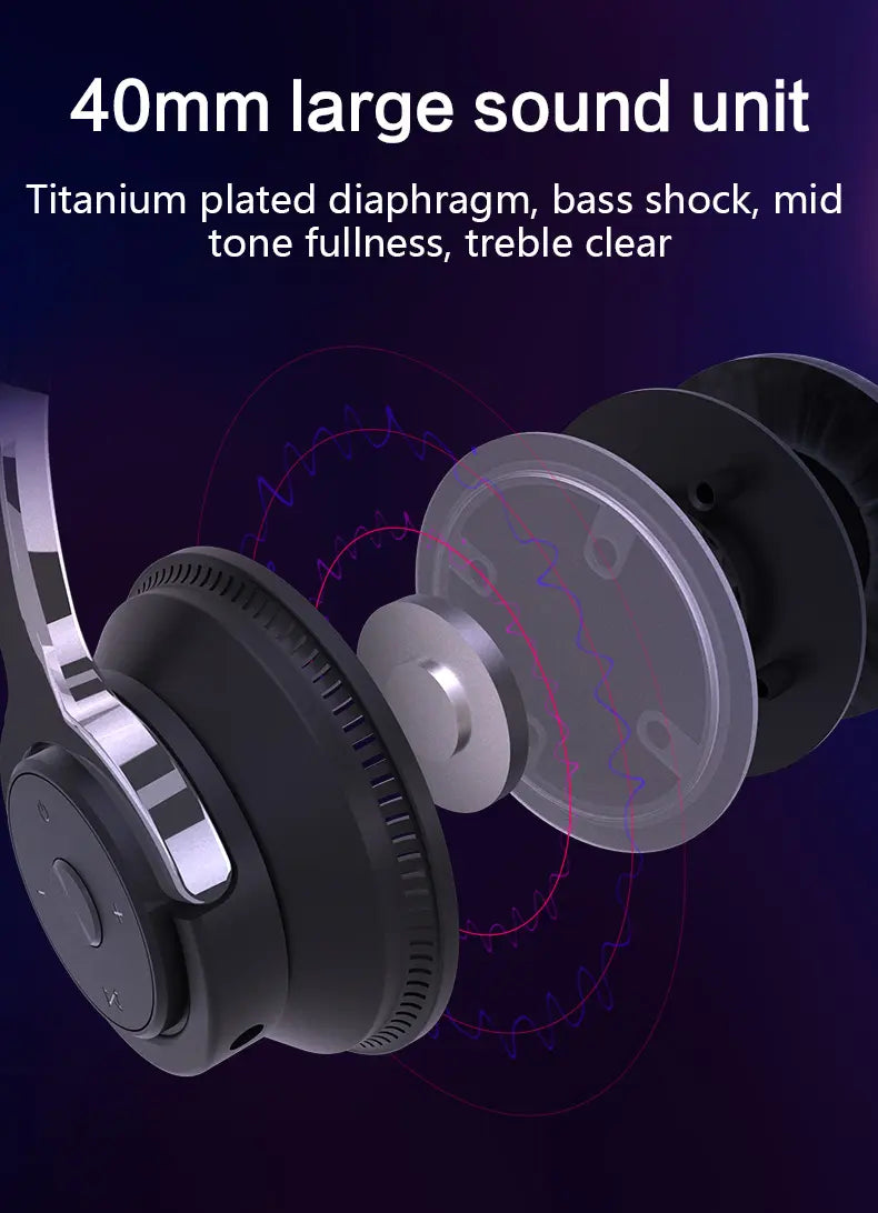 Colorful LED Lights Bluetooth Headphone Bass Wireless Earphones 