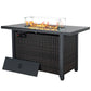 Rattan Propane Outdoor Fire Pit Table with Lid 
