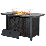 Rattan Propane Outdoor Fire Pit Table with Lid 