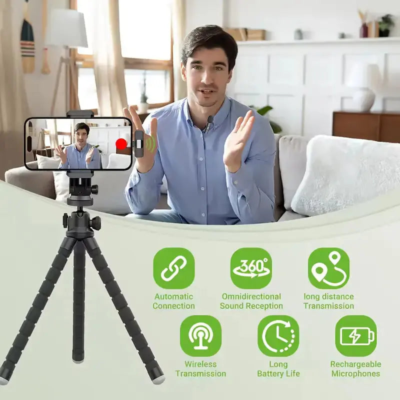 Wireless Lavalier Microphone – Clip-On Mic with Noise Reduction 