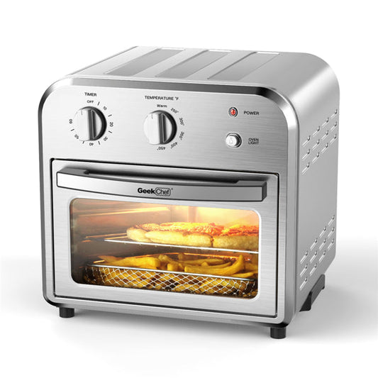 Silver Air Fryer Oven 4 Slice Toaster Airfryer Countertop Oven 