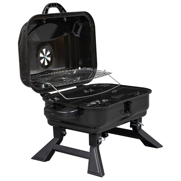Portable Charcoal Grill BBQ and Smoker with Lid Folding Tabletop Grill 