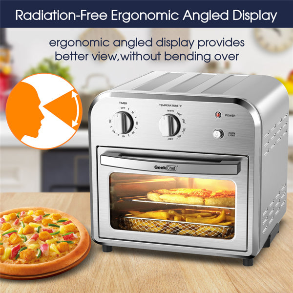 Silver Air Fryer Oven 4 Slice Toaster Airfryer Countertop Oven 