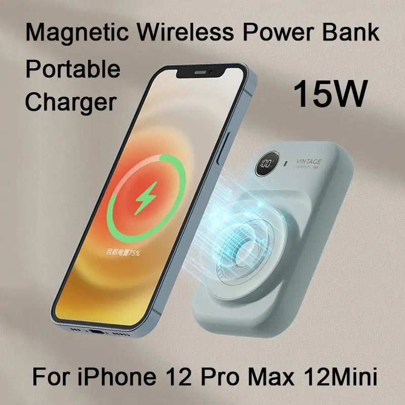 Magnetic Power Bank With Dual-Line Mini Powerbank Portable Charger 