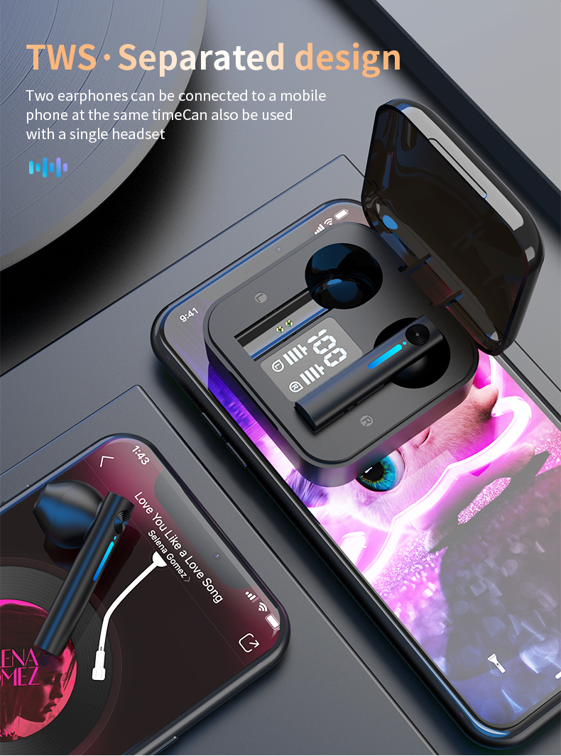 Bluetooth Earphones LED Wireless TWS with Microphone 