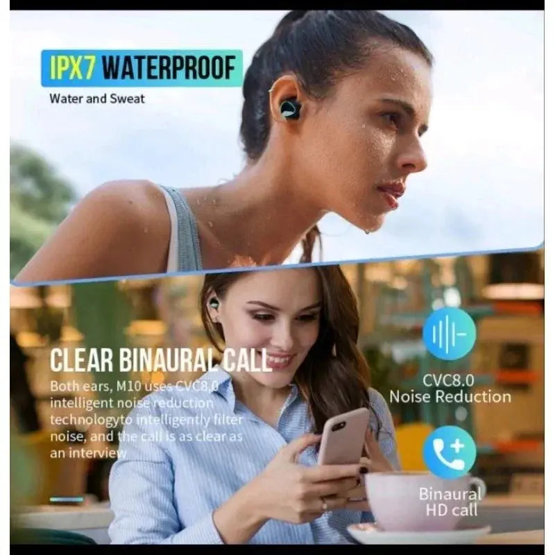 NEW M10 TWS Wireless Headphones Earphones 2500mAh Charging Box Bluetooth-compatible Stereo Waterproof Headsets With Microphone No BrandLK
