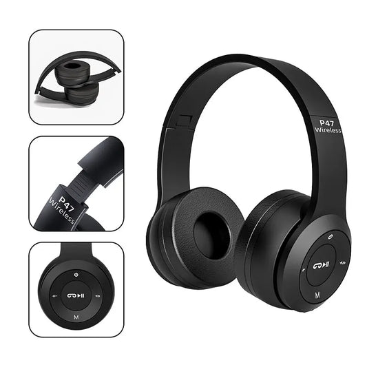 Foldable P47 Wireless Bluetooth 50 Headphones HIFI Stereo Bass Earphones for Music Gaming Kids Girls Smartphone Audio Device - 