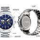Amber Time Men's Quartz Chronograph Watch Stainless Steel Band 50m 