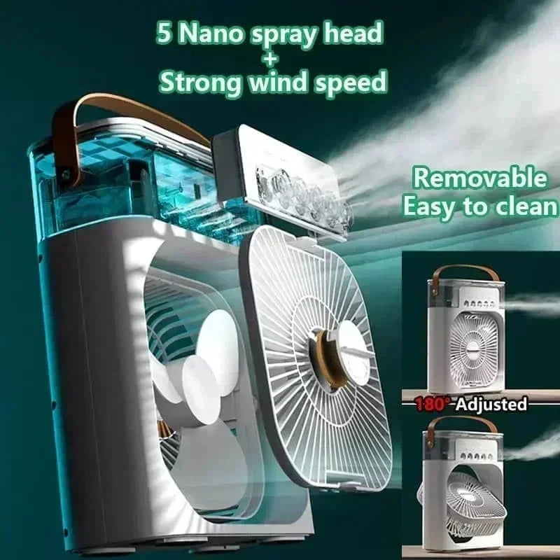 Air Cooler 3-in-1 Portable Fan Humidifier with LED Night Light 